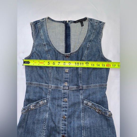 White House Black Market Size 6 Denim Sheath Chain Detail Midi Dress - Picture 4 of 8